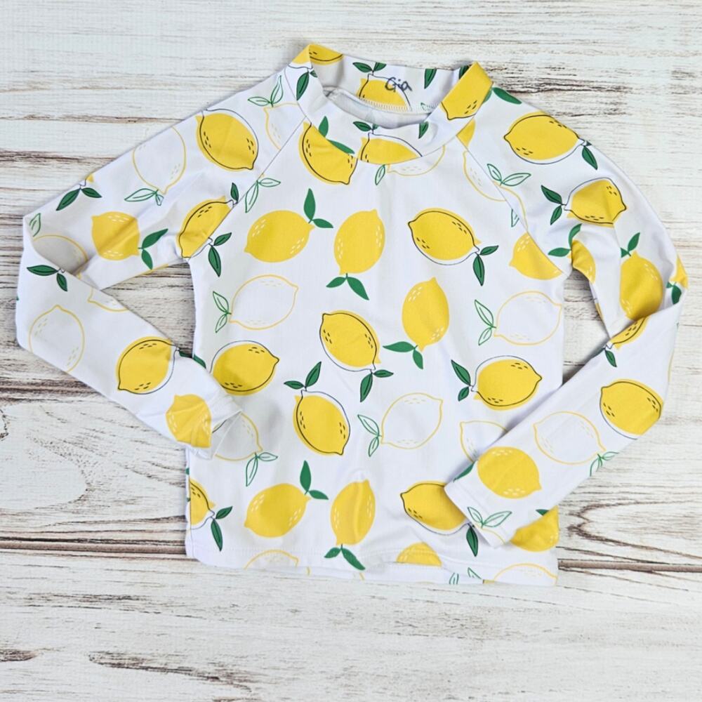 Shein Lemon Print Long Sleeve Rashguard sz 5T